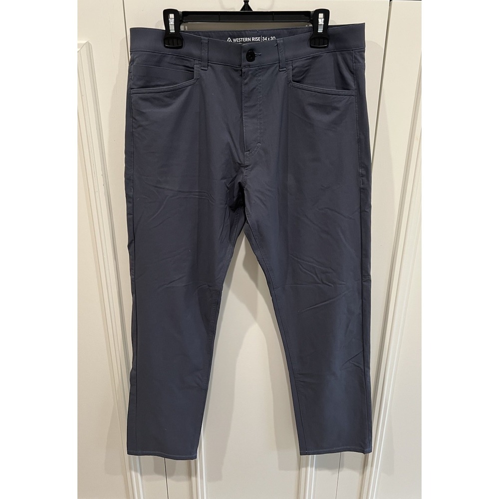 Western Rise‎ Pants Mens 34 Blue Evolution Slim Fit Chino Hiking Stretch Travel